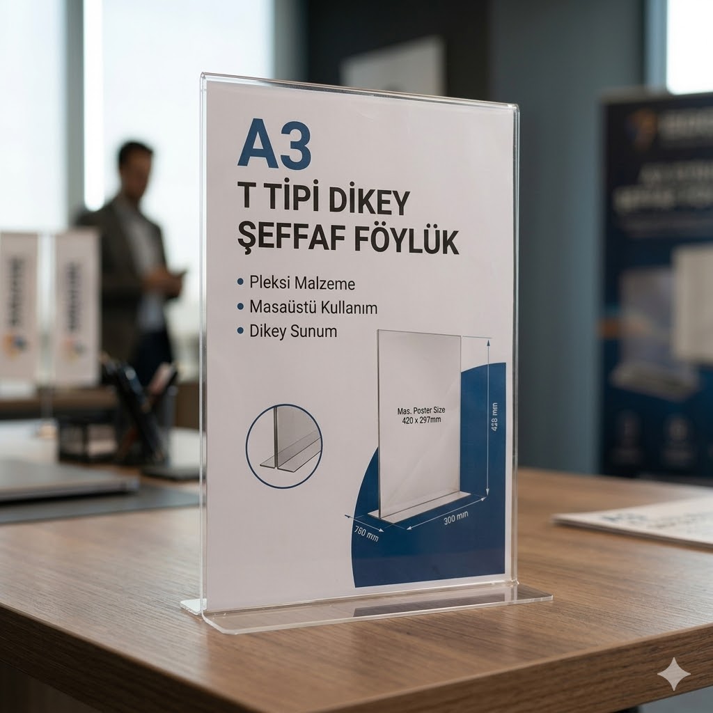 a3 T tipi şeffaf föylük